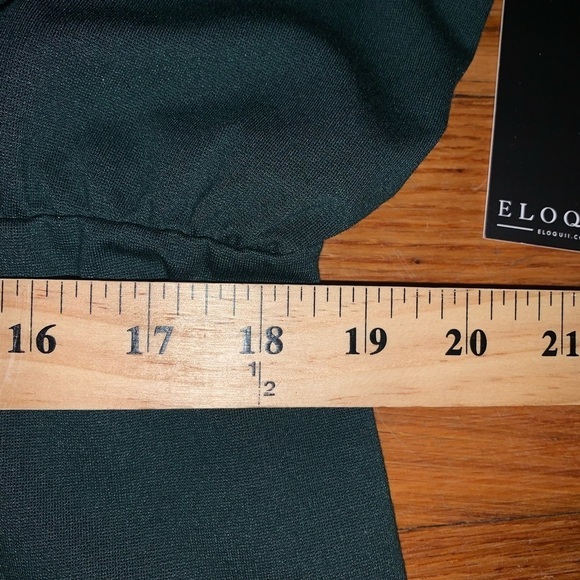 ELOQUII NWT size 18 XXL knee length dress plus size green puff sleeves holiday - Picture 8 of 9